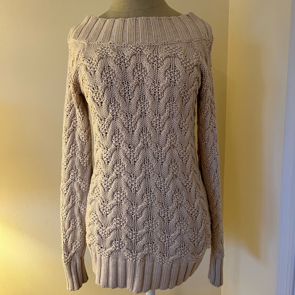 Beige 100% cotton long sweater